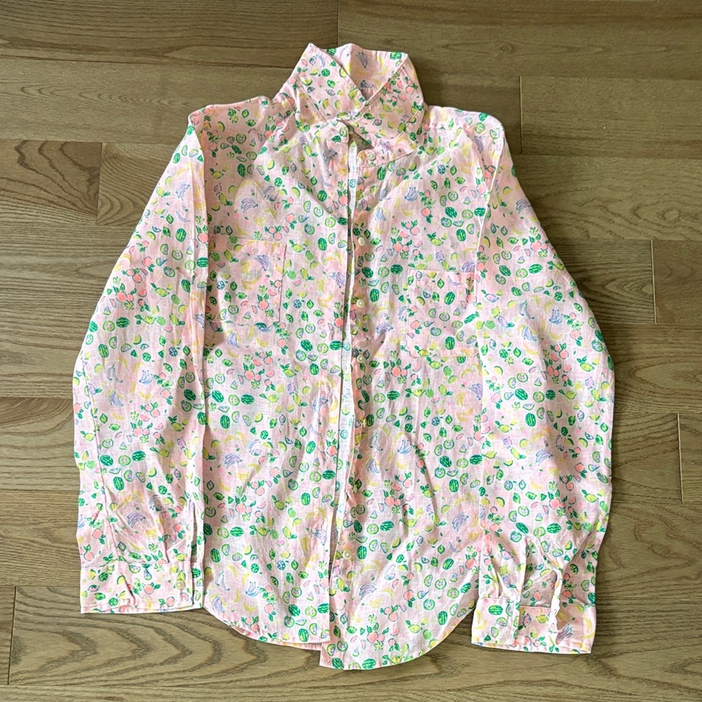 Lilly Pulitzer Pink and Green Floral Button Down Shirt